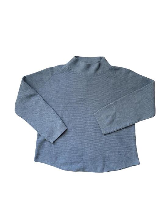 Sweaters - LULULEMON Boxy Cotton-Blend Sweater Womens M/L Blue Rib Knit Mock Neck Pullover